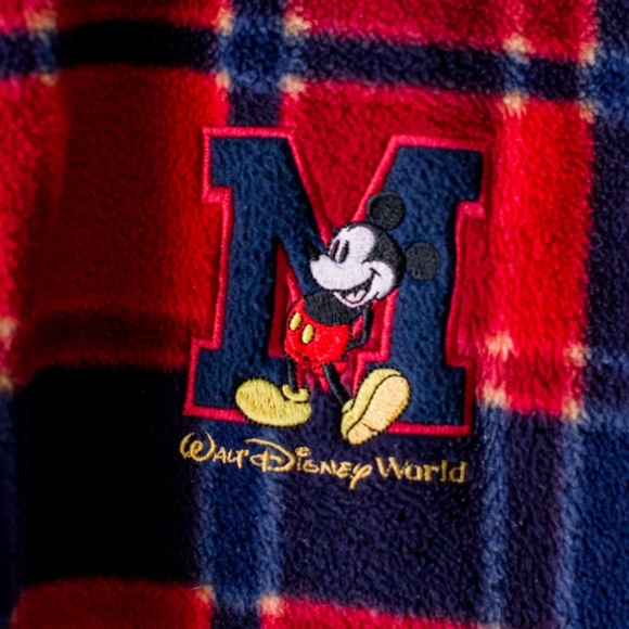 Disney Fleece Sweatshirt Pullover - Unisex Men's Size Large -Plaid Mickey Fleece - Picture 7 of 11